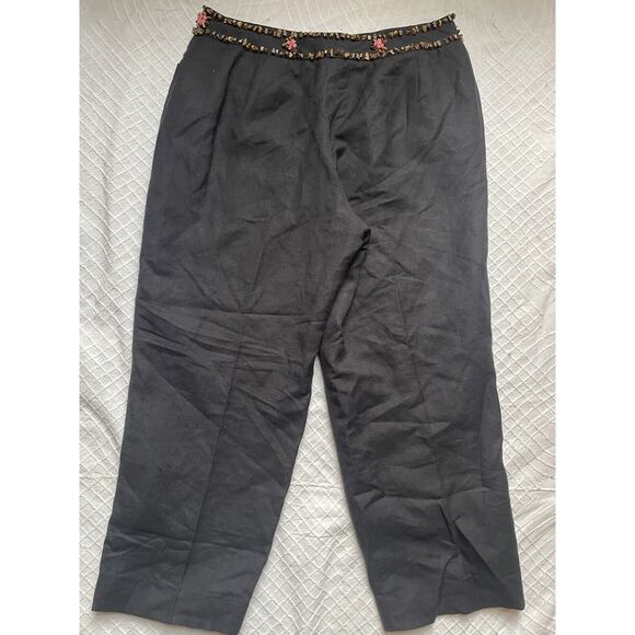Larry Levine Women's Size 6 Linen Capris Rayon Casual Beaded - Picture 4 of 6